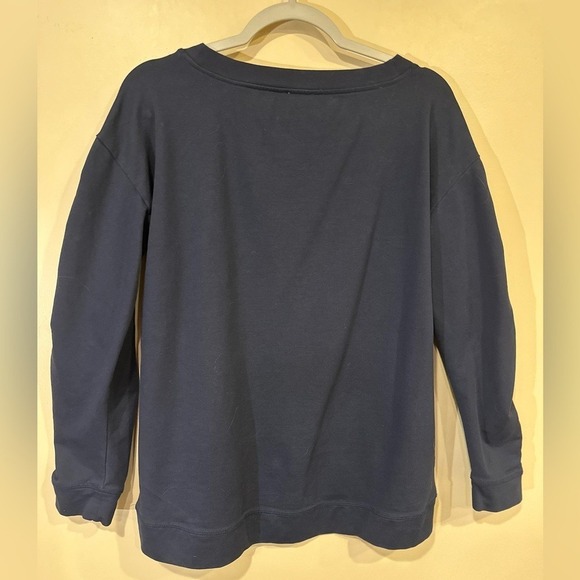 Talbots T by Talbots Women's Navy Long Sleeve Ruched Shoulder Top Medium - Picture 5 of 7